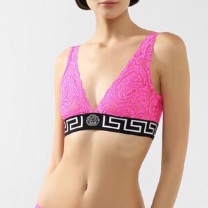 Versace Fuchsia Lace Bra with Black Band
